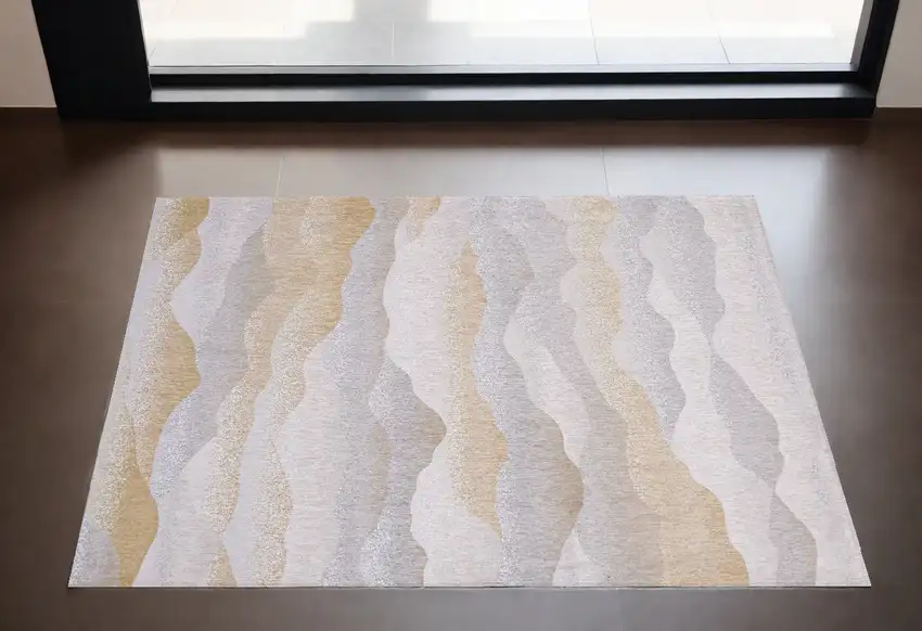 Gray and Brown Abstract Non Skid Area Rug Photo 1