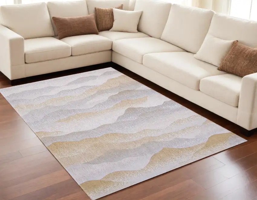 Gray and Brown Abstract Non Skid Area Rug Photo 1