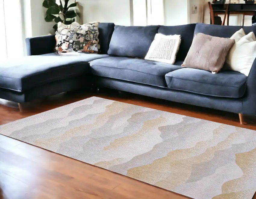 Gray and Brown Abstract Non Skid Area Rug Photo 1