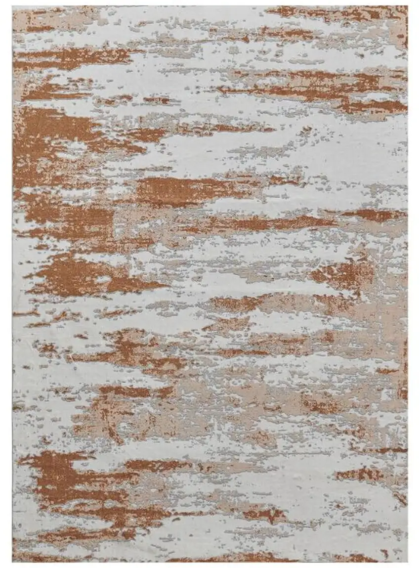 Gray and Brown Abstract Printed Washable Non Skid Area Rug Photo 1