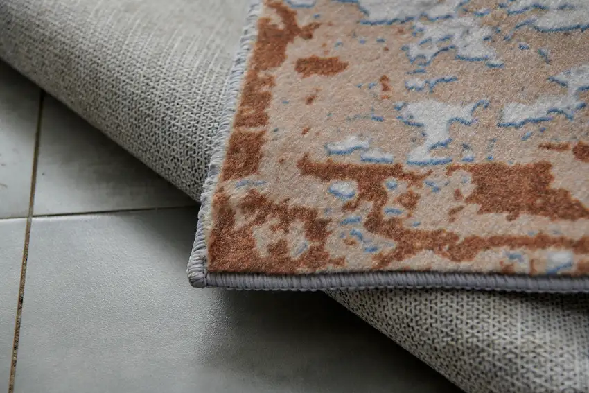 Gray and Brown Abstract Printed Washable Non Skid Area Rug Photo 7