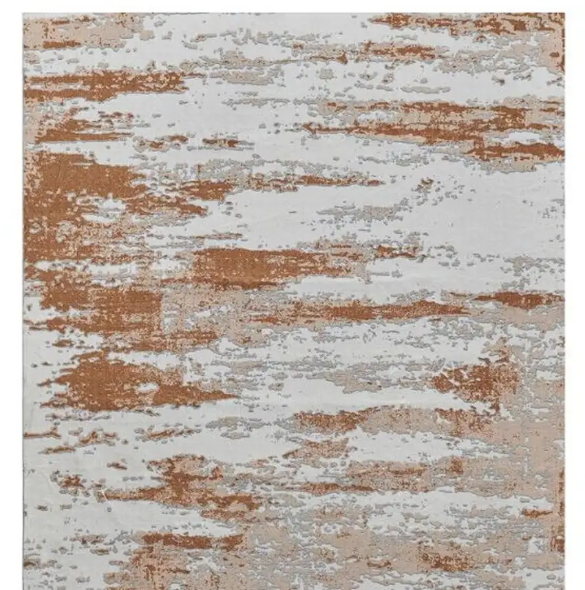 Gray and Brown Abstract Printed Washable Non Skid Area Rug Photo 5