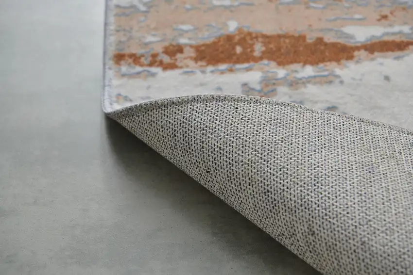 Gray and Brown Abstract Printed Washable Non Skid Area Rug Photo 6