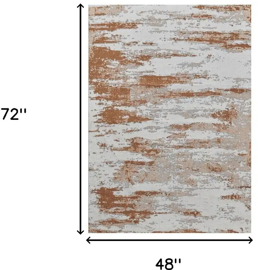 Gray and Brown Abstract Printed Washable Non Skid Area Rug Photo 3