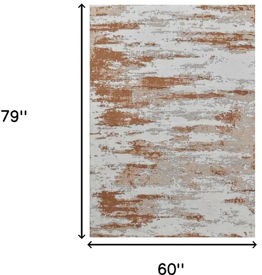 Gray and Brown Abstract Printed Washable Non Skid Area Rug Photo 3