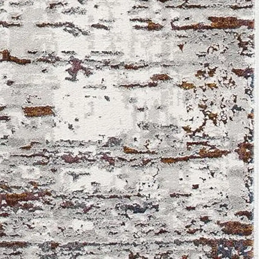 Gray And Brown Abstract Scraped Area Rug Photo 5