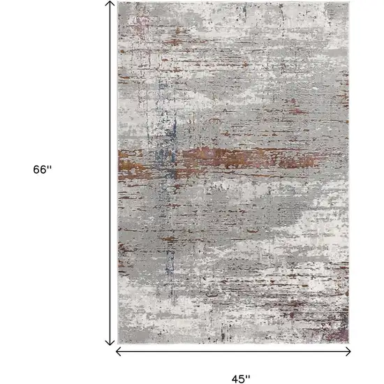 Gray And Brown Abstract Scraped Area Rug Photo 3