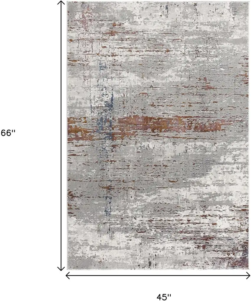 Gray And Brown Abstract Scraped Area Rug Photo 3
