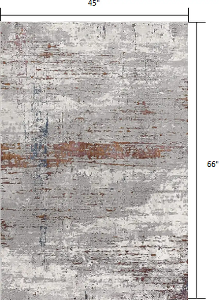Gray and Brown Abstract Scraped Area Rug Photo 3