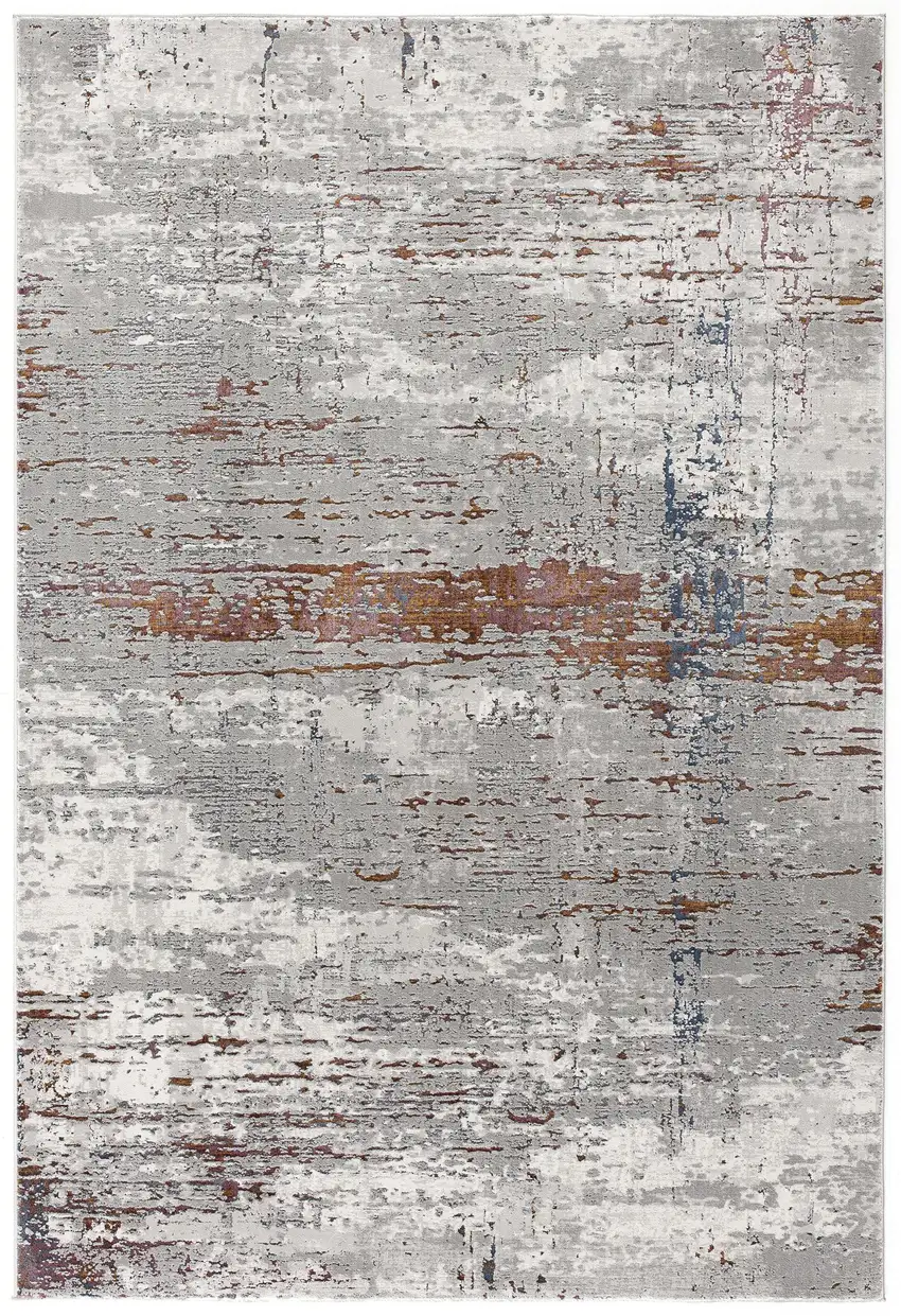 Gray And Brown Abstract Scraped Area Rug Photo 4