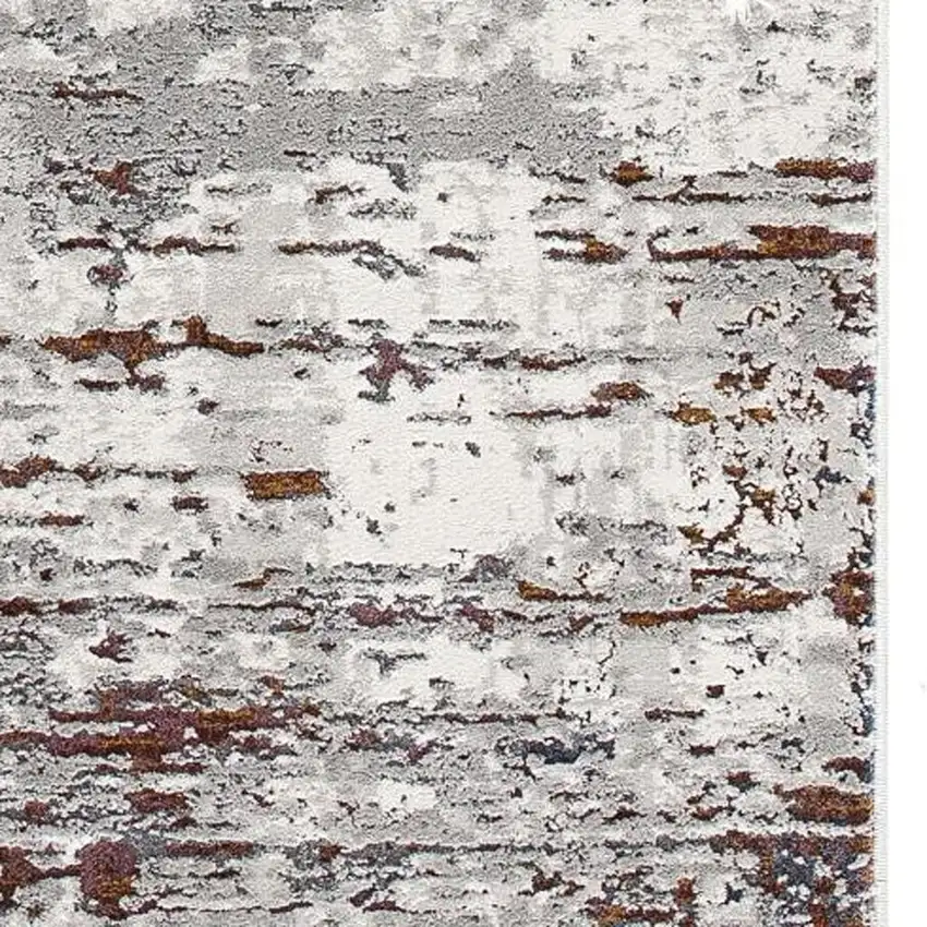 Gray And Brown Abstract Scraped Area Rug Photo 6