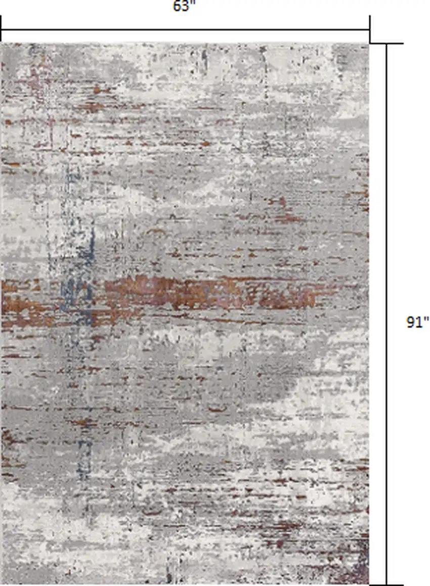Gray and Brown Abstract Scraped Area Rug Photo 6