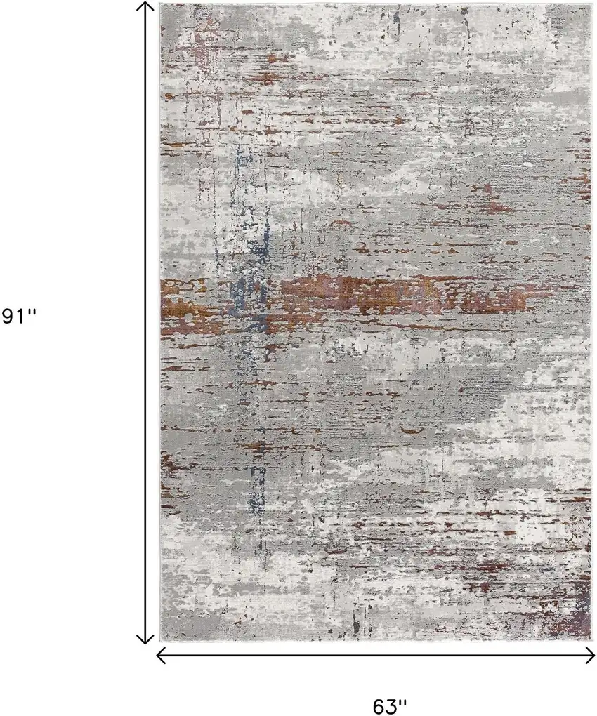 Gray And Brown Abstract Scraped Area Rug Photo 3