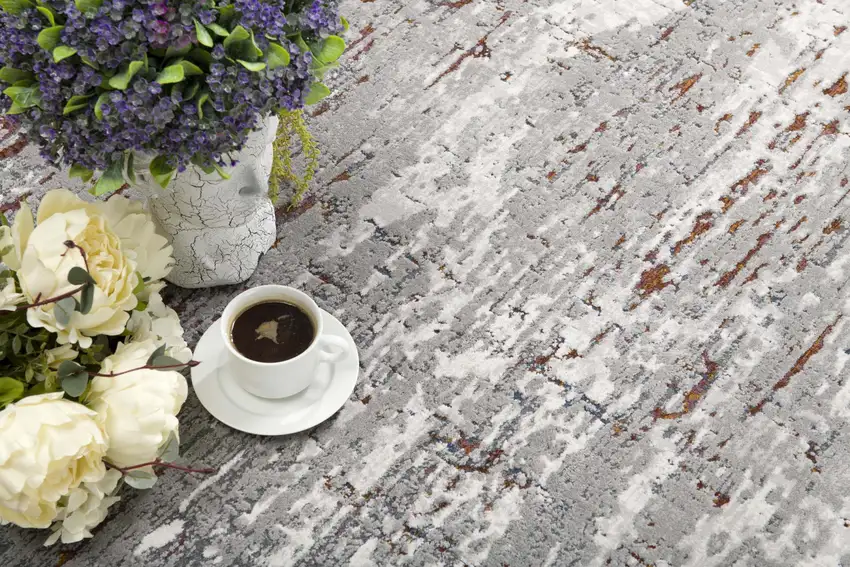 Gray and Brown Abstract Scraped Area Rug Photo 8