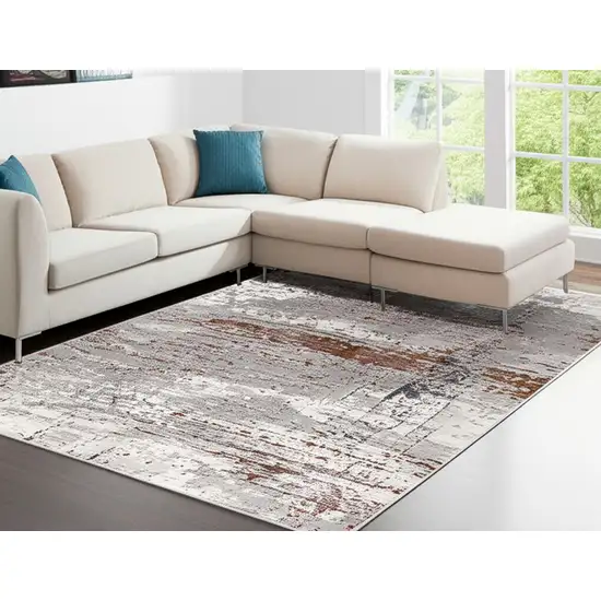Gray And Brown Abstract Scraped Area Rug Photo 2