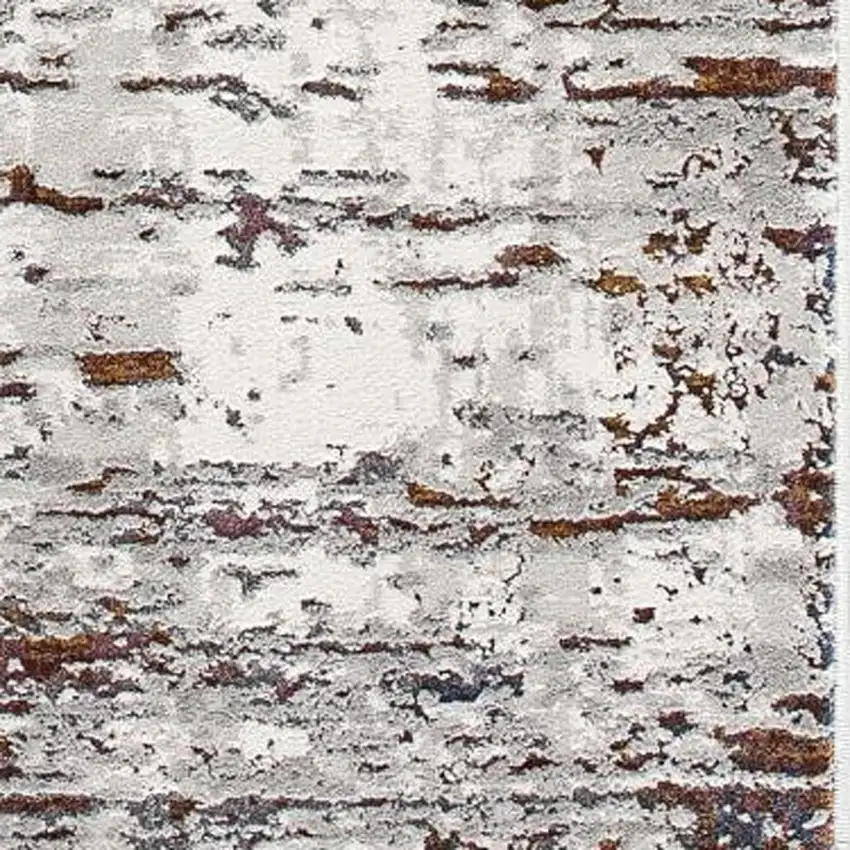 Gray And Brown Abstract Scraped Area Rug Photo 3