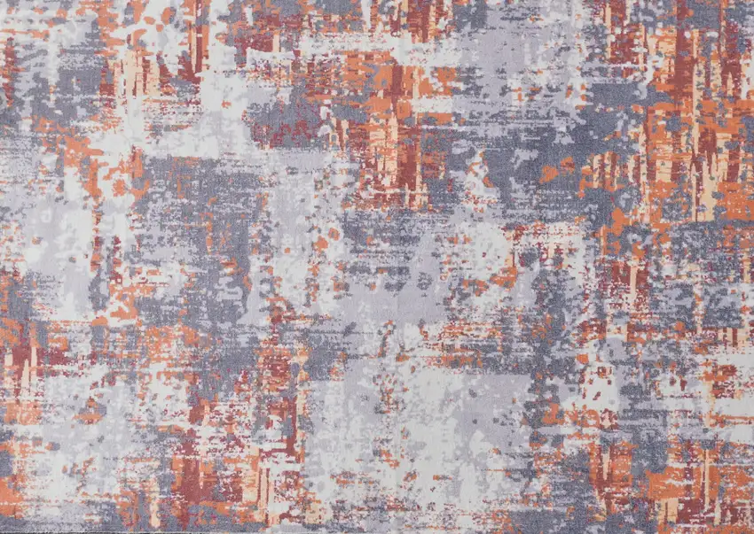 Gray and Brown Abstract Shag Printed Washable Non Skid Area Rug Photo 3