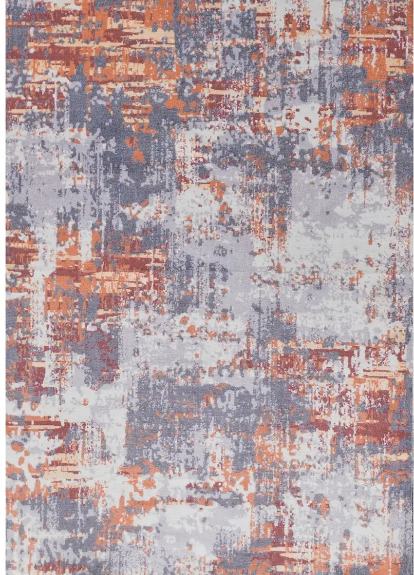 Gray and Brown Abstract Shag Printed Washable Non Skid Area Rug Photo 1
