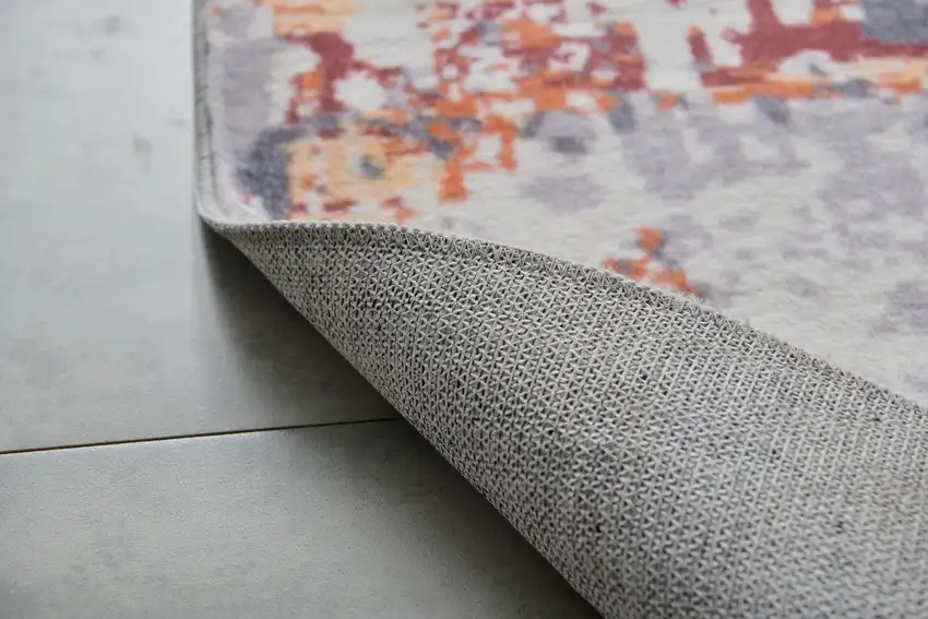 Gray and Brown Abstract Shag Printed Washable Non Skid Area Rug Photo 7