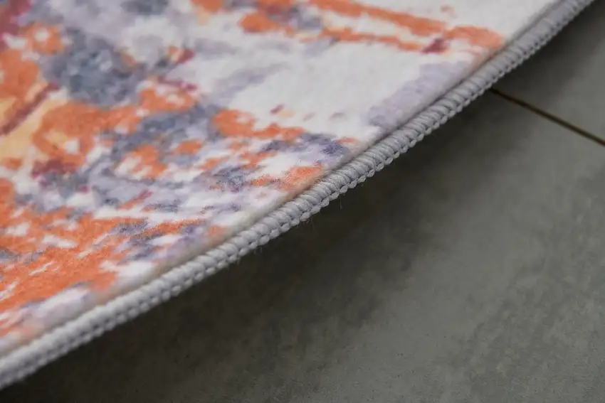 Gray and Brown Abstract Shag Printed Washable Non Skid Area Rug Photo 7