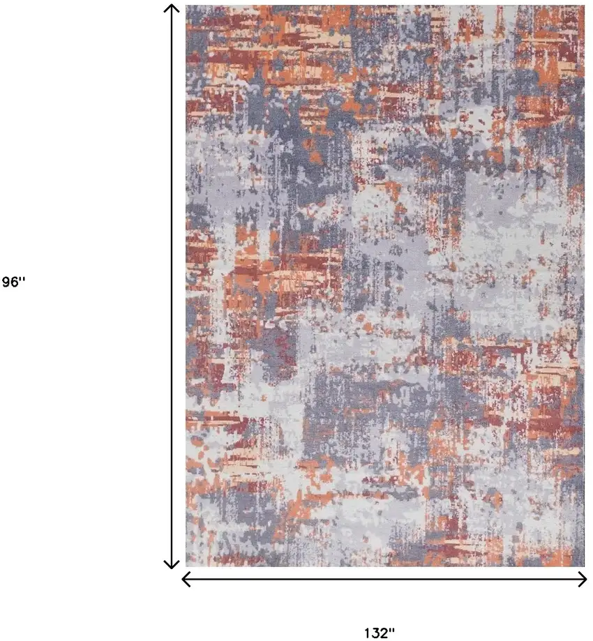 Gray and Brown Abstract Shag Printed Washable Non Skid Area Rug Photo 3