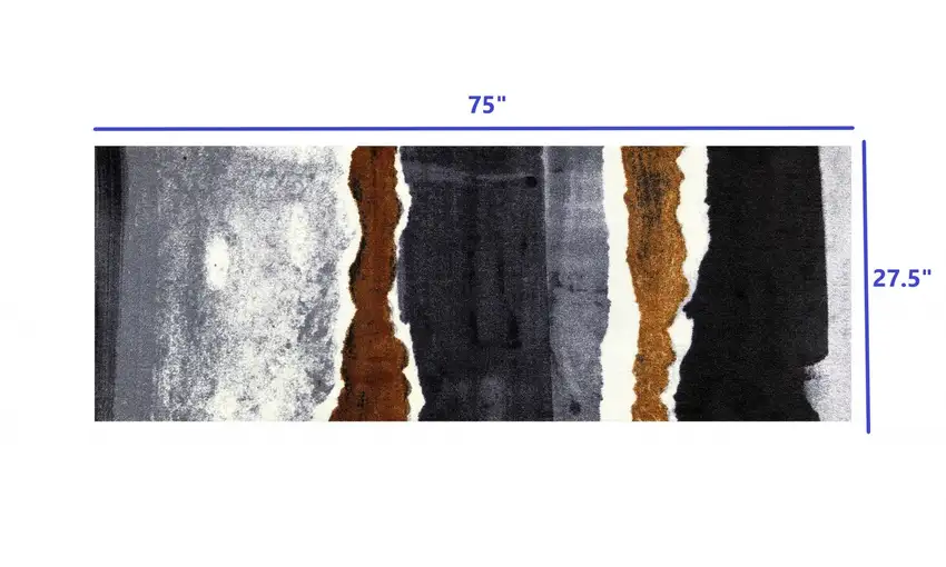 2' x 6' Gray and Brown Abstract Southwest Washable Runner Rug Photo 7