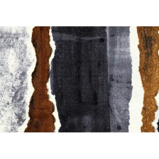 Gray and Brown Abstract Southwest Washable Runner Rug Photo 3