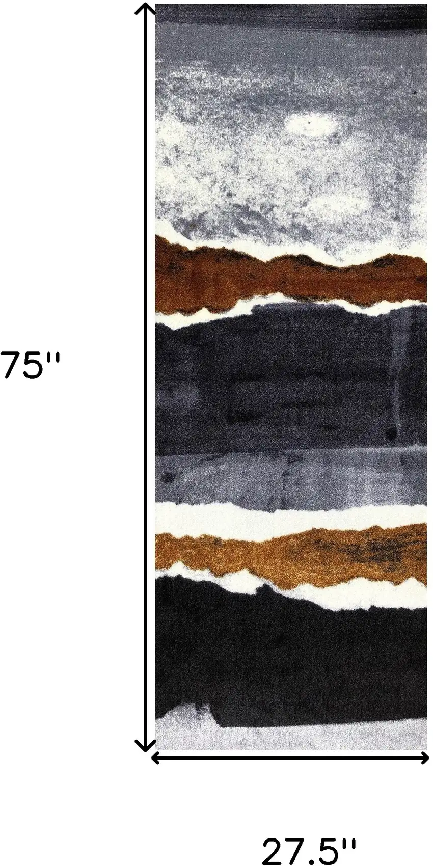 2' x 6' Gray and Brown Abstract Southwest Washable Runner Rug Photo 3
