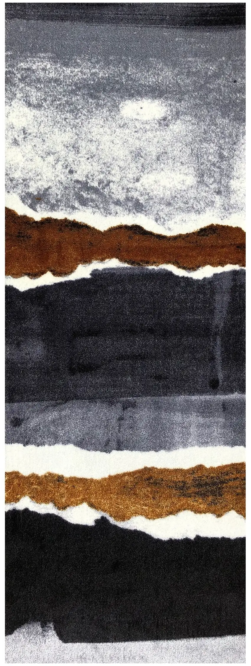 2' x 6' Gray and Brown Abstract Southwest Washable Runner Rug Photo 2