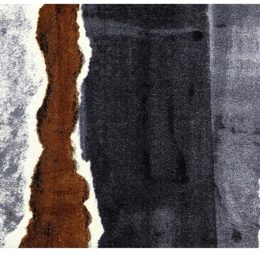 2' x 6' Gray and Brown Abstract Southwest Washable Runner Rug Photo 5