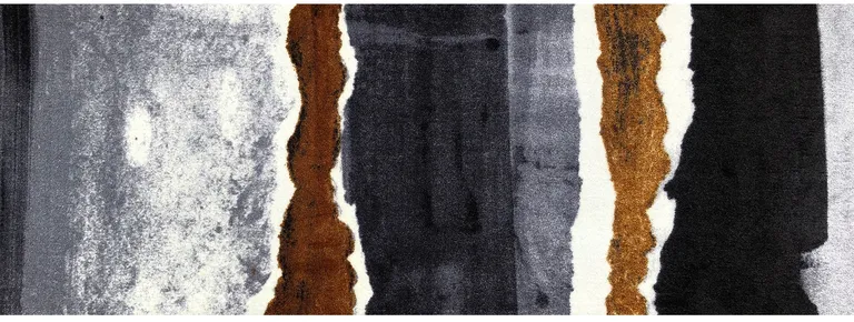 Gray and Brown Abstract Southwest Washable Runner Rug Photo 1