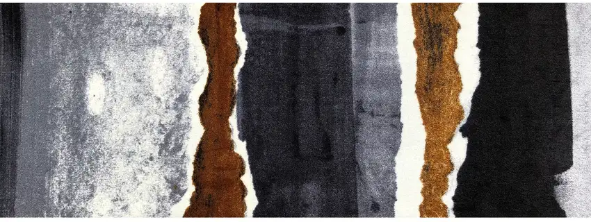 Gray and Brown Abstract Southwest Washable Runner Rug Photo 1