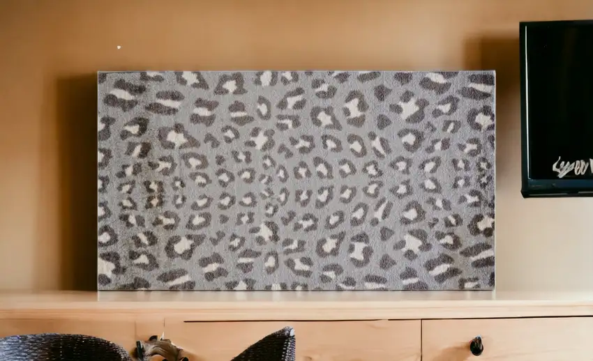 Gray and Brown Cheetah Washable Floor Mat Photo 8