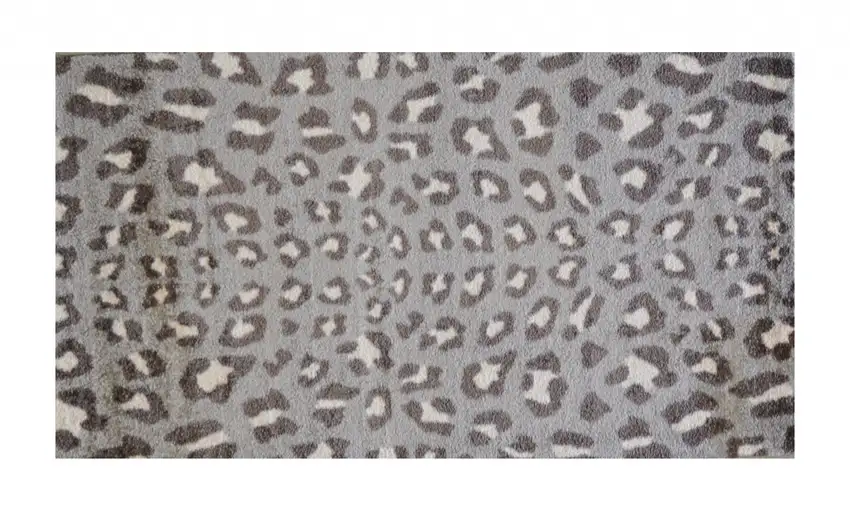Gray and Brown Cheetah Washable Floor Mat Photo 2