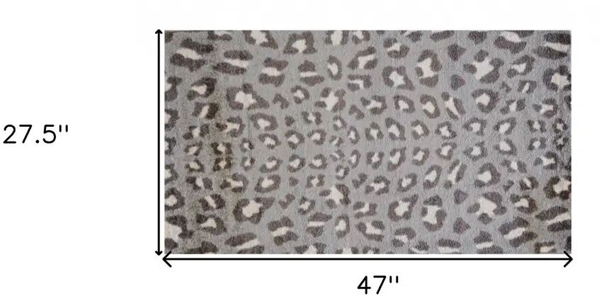Gray and Brown Cheetah Washable Floor Mat Photo 3