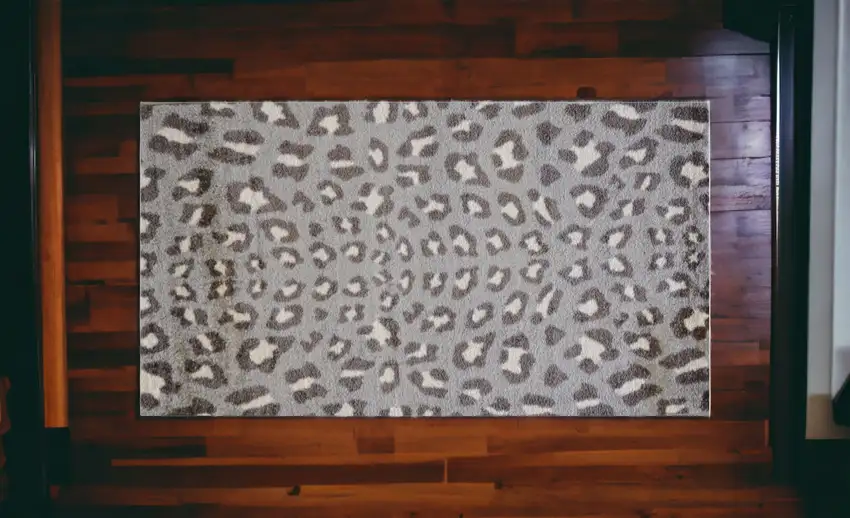 Gray and Brown Cheetah Washable Floor Mat Photo 7