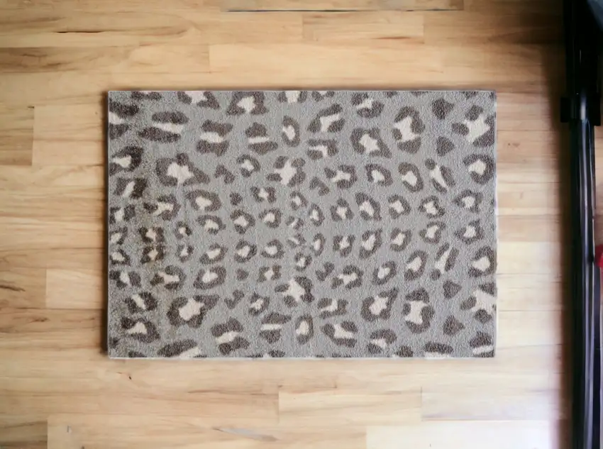Gray and Brown Cheetah Washable Floor Mat Photo 4