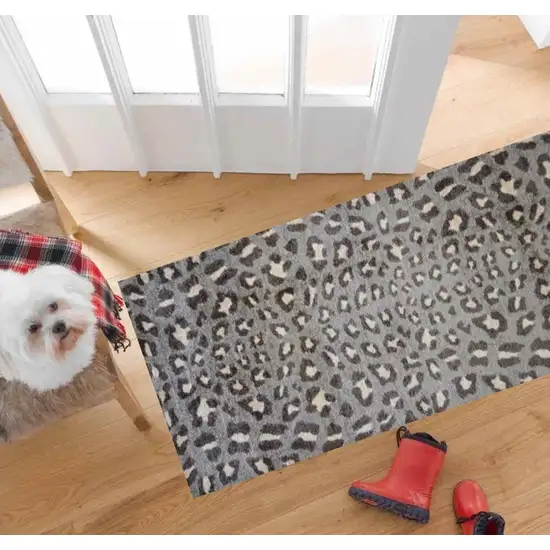 2' X 6' Gray and Brown Cheetah Washable Runner Rug Photo 4