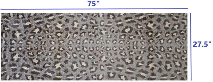 2' x 6' Gray and Brown Cheetah Washable Runner Rug Photo 6
