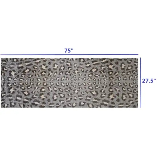 2' X 6' Gray and Brown Cheetah Washable Runner Rug Photo 6