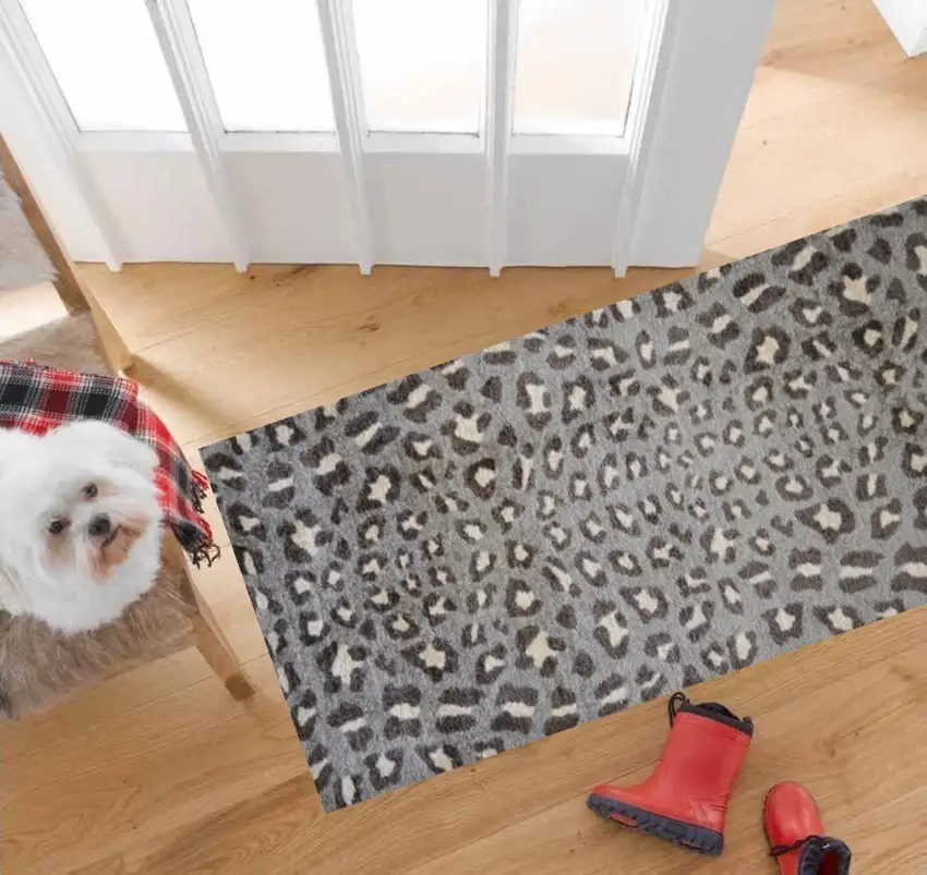 Gray and Brown Cheetah Washable Runner Rug Photo 3