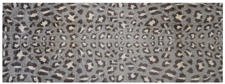 Gray and Brown Cheetah Washable Runner Rug Photo 2