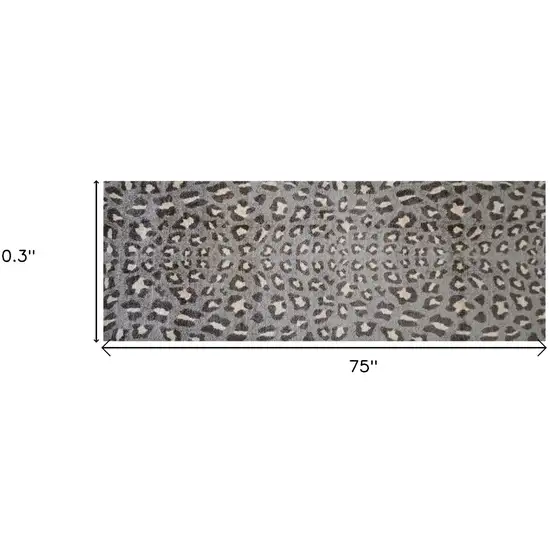 2' X 6' Gray and Brown Cheetah Washable Runner Rug Photo 3