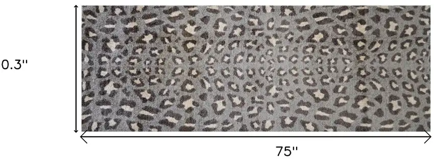 2' X 6' Gray and Brown Cheetah Washable Runner Rug Photo 3