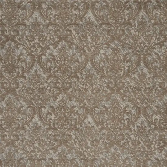 Gray and Brown Damask Distressed Area Rug Photo 5