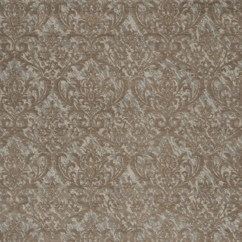 Gray and Brown Damask Distressed Area Rug Photo 5