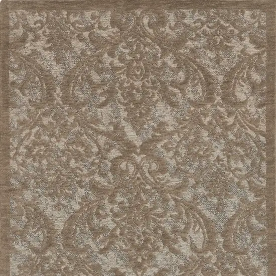 Gray and Brown Damask Distressed Area Rug Photo 5
