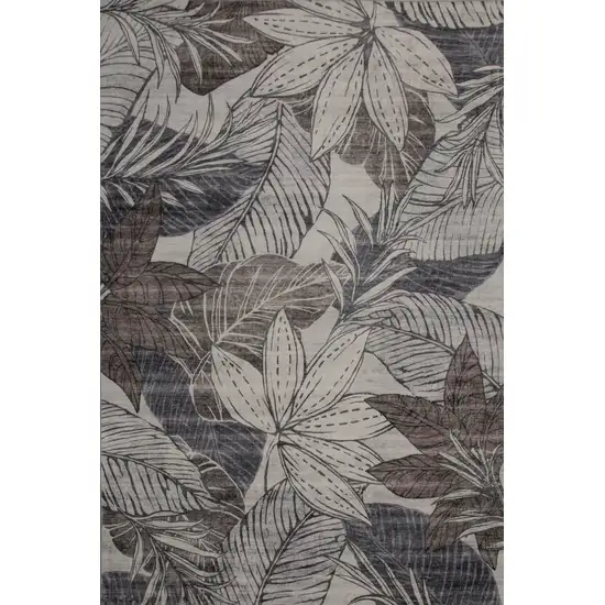Gray and Brown Floral Distressed Area Rug Photo 4