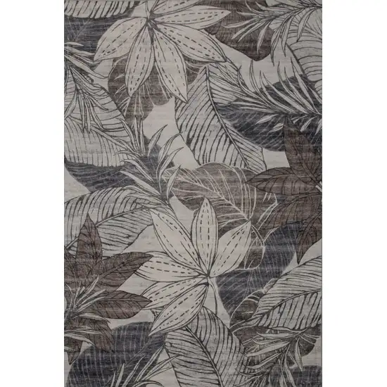 Gray and Brown Floral Distressed Area Rug Photo 1