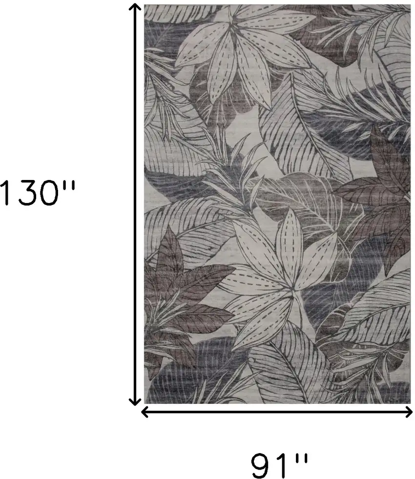 Gray and Brown Floral Distressed Area Rug Photo 7